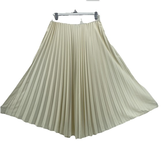 WDNY Pleated Circle Skirt Women's Medium Ivory Satin Holiday Christmas New Years - Picture 6 of 9